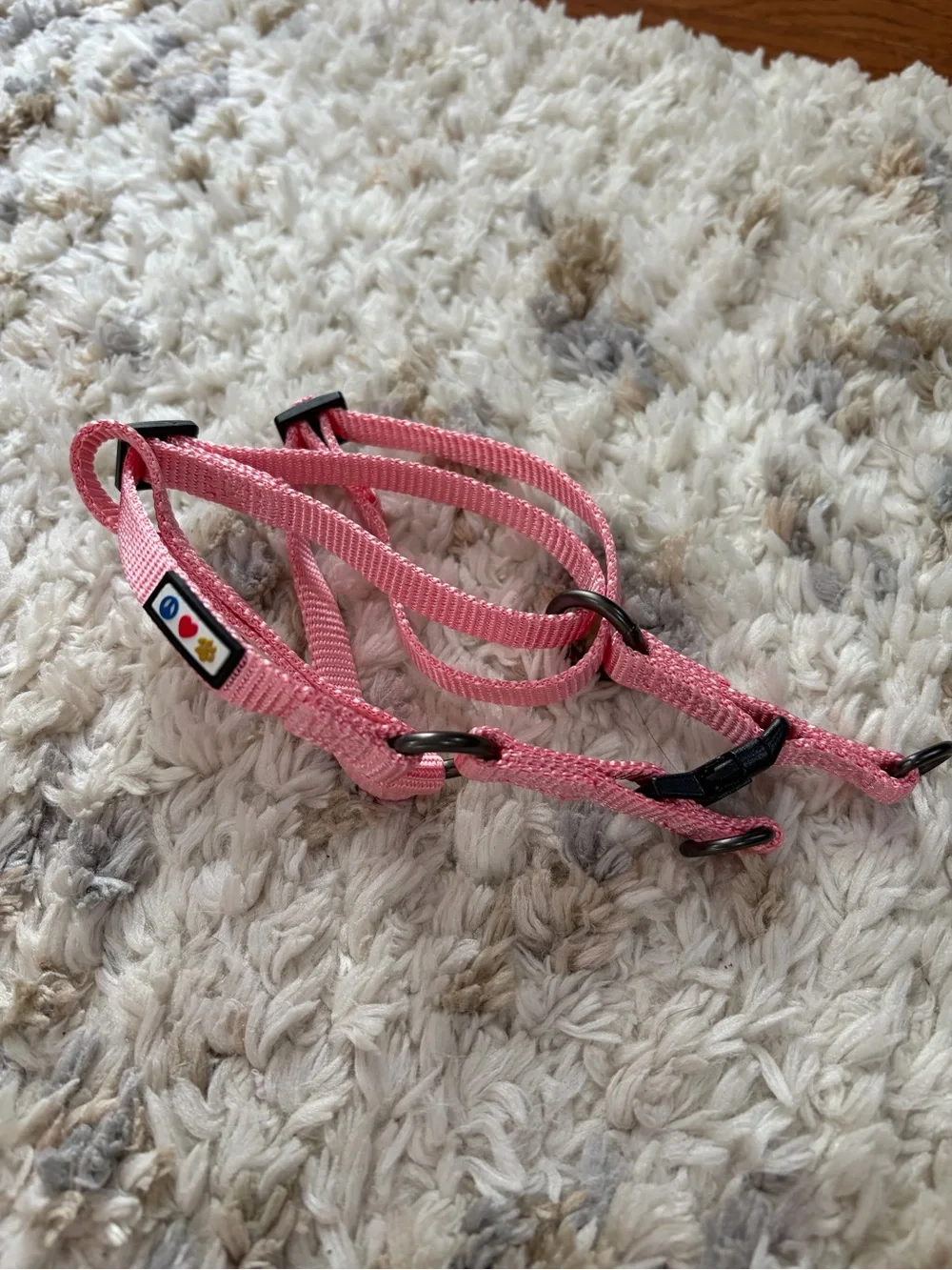 Adjustable Pink Cat Harness with Secure Black Hardware*